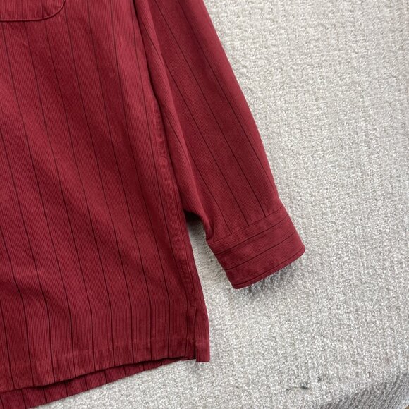 Vintage Pierre Cardin Faux Suede Dark Red Dress Shirt Men Size M Button Up - Picture 4 of 13